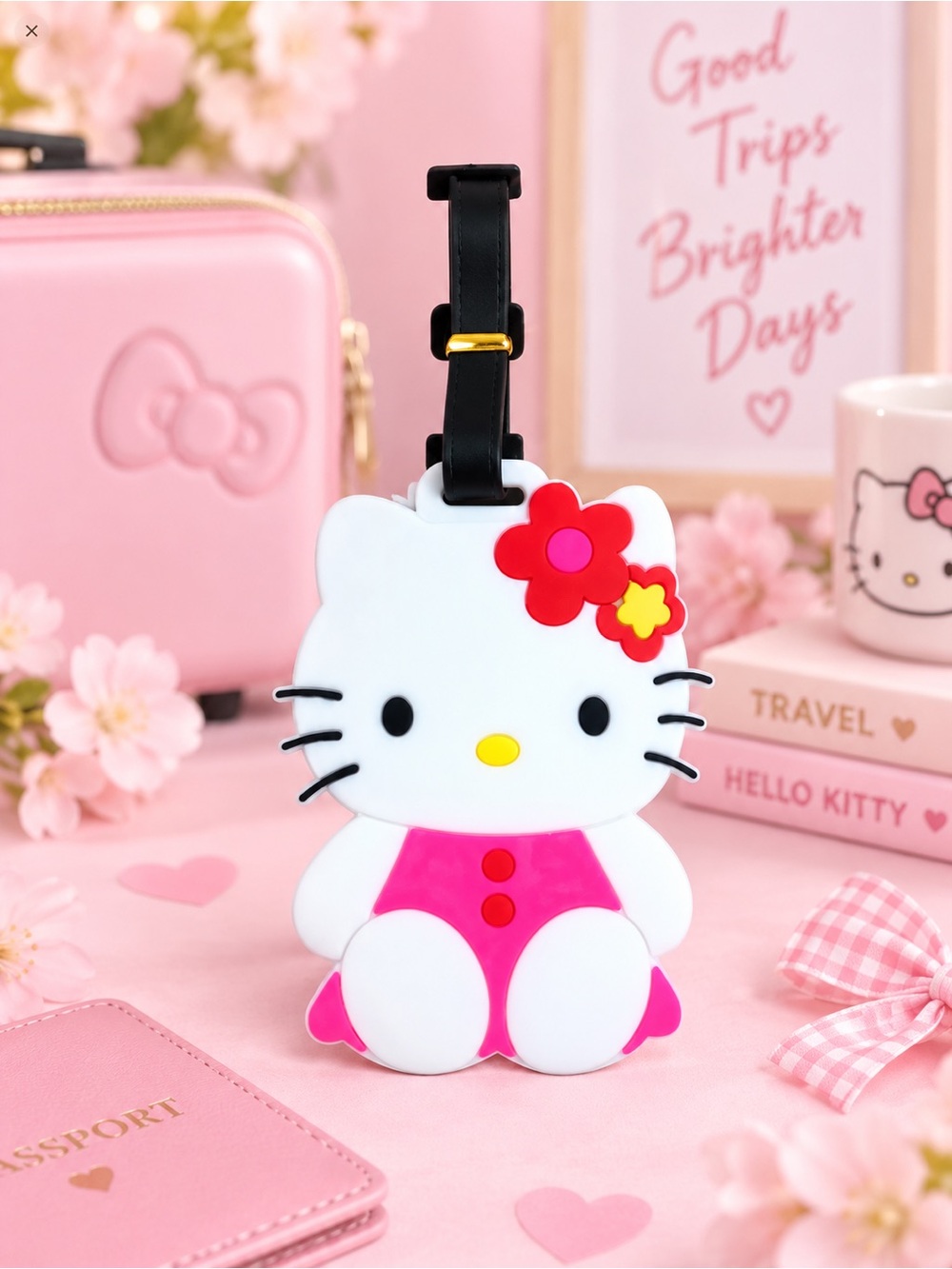 Hello Kitty Floral Pink Kawaii Luggage Tag NWT